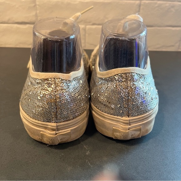 Vans sz 9 silver sequin sneakers lace-up sparkly - Picture 8 of 16